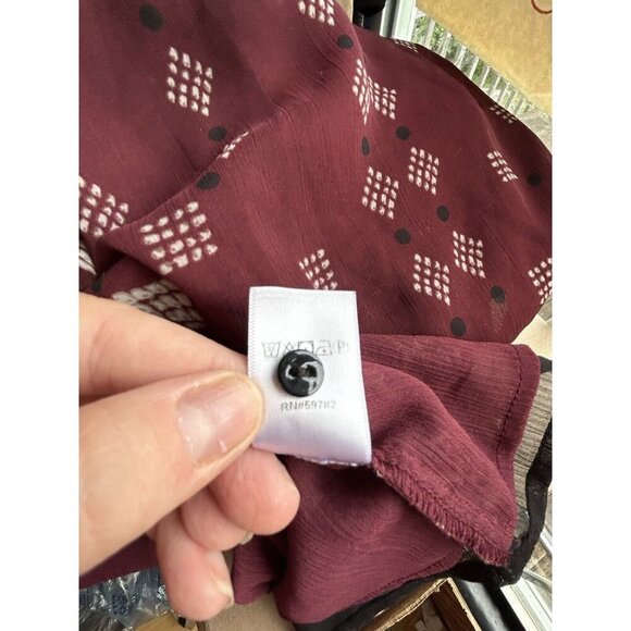 Adrianna Papell Maroon Red Floral Pattern Long Sleeve Lined Blouse Size S - Picture 8 of 8